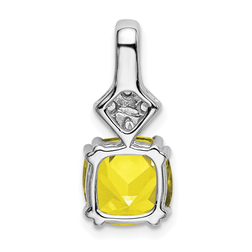 14K White Gold Lab Grown VS/SI FGH Diamond & Created Yellow Sapphire Pendant