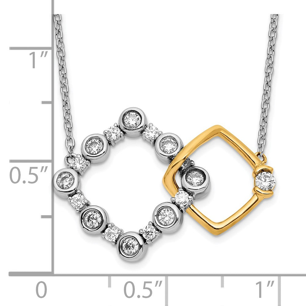 14k Two-tone 3/8 Ct. Lab Grown Diamond VS/SI+ G+ Interlocking Square 18 inch Necklace