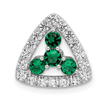 14k White Gold 1/2 Ct. Lab Grown Diamond VS/SI+ G+ and Lab Created Emerald Triangle Chain Slide Pendant