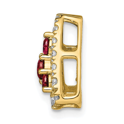 14k Yellow Gold 1/2 Ct. Lab Grown Diamond VS/SI+ G+ and Lab Created Ruby Triangle Chain Slide Pendant