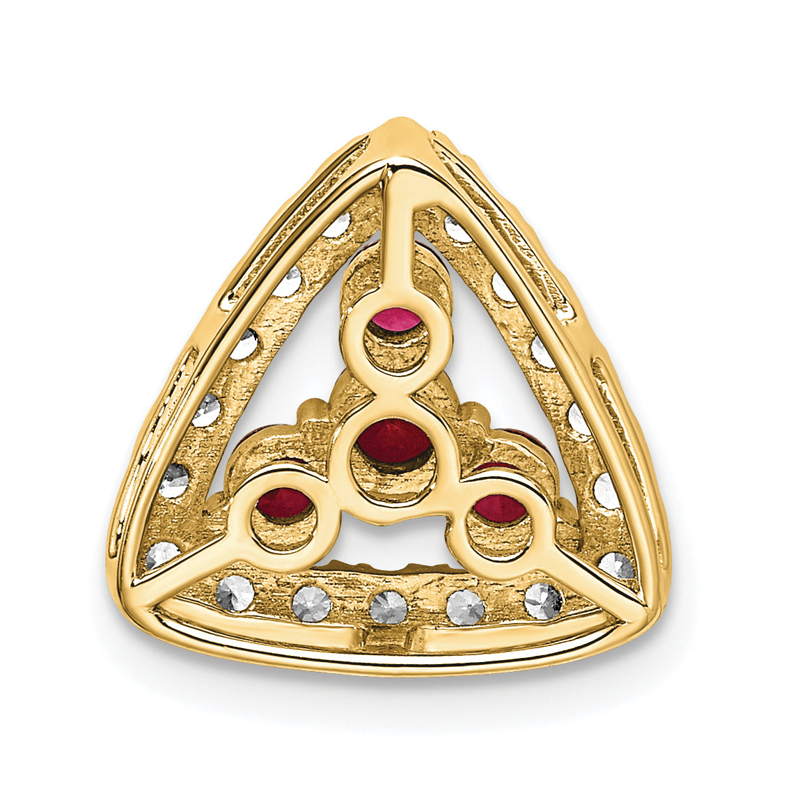 14k Yellow Gold 1/2 Ct. Lab Grown Diamond VS/SI+ G+ and Lab Created Ruby Triangle Chain Slide Pendant
