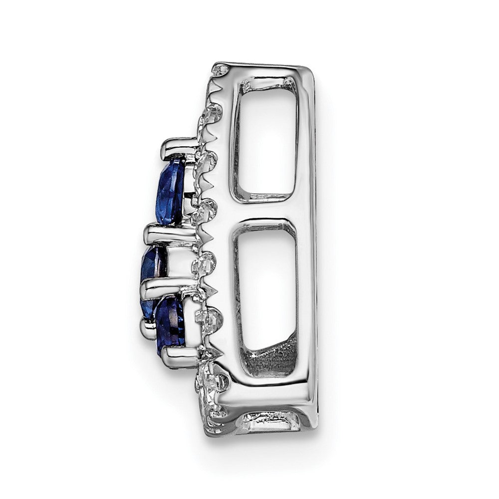 14k White Gold 1/2 Ct. Lab Grown Diamond VS/SI+ G+ and Lab Created Blue Sapphire Triangle Chain Slide Pendant