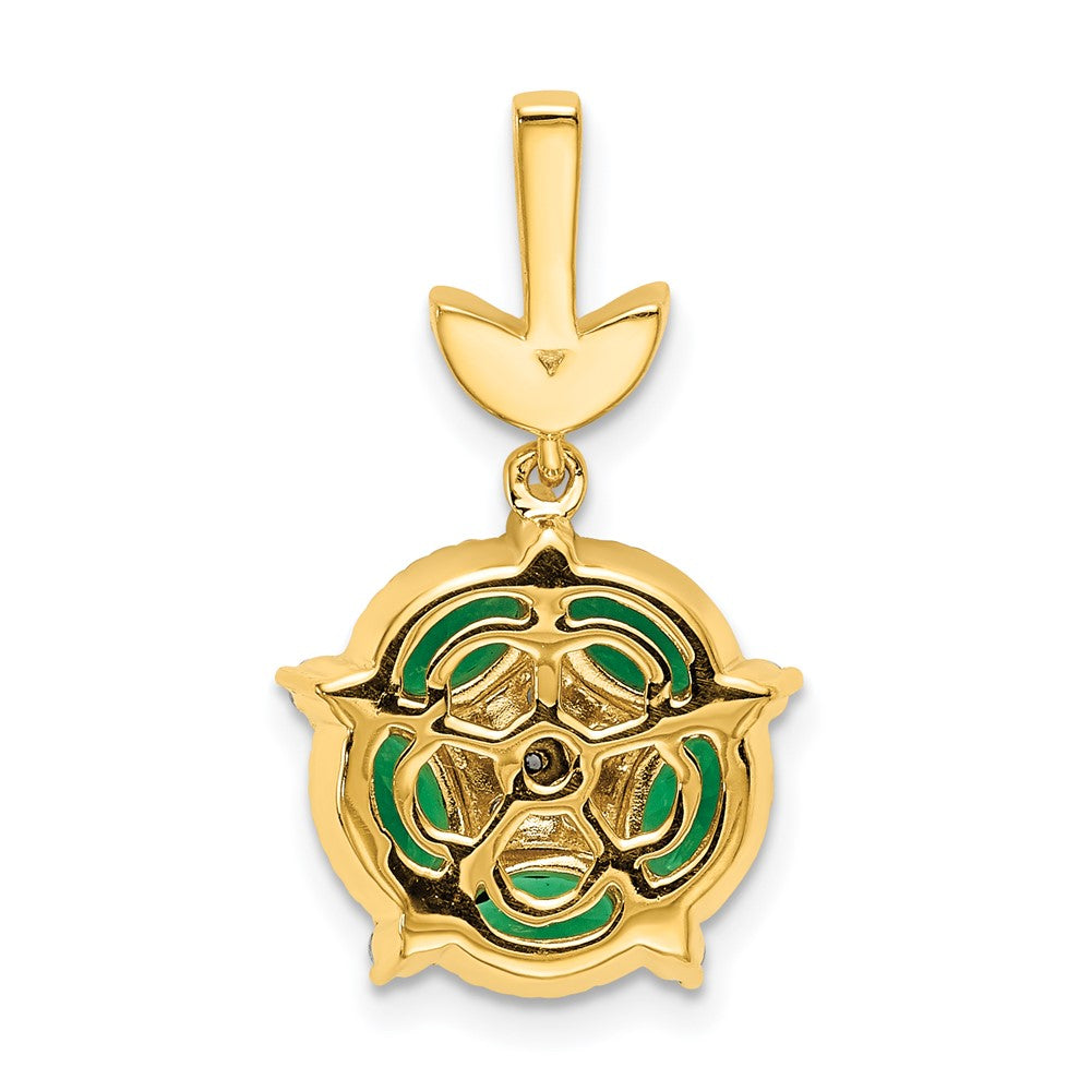 14k Yellow Gold White 1/3 Ct. Lab Grown Diamond VS/SI+ G+ and Lab Created Emerald Floral Pendant