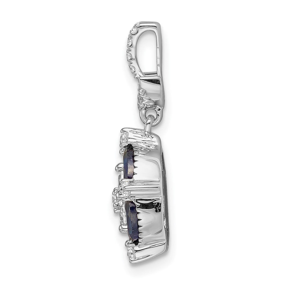 14k White Gold 1/3 Ct. Lab Grown Diamond VS/SI+ G+ and Lab Created Blue Sapphire Floral Pendant