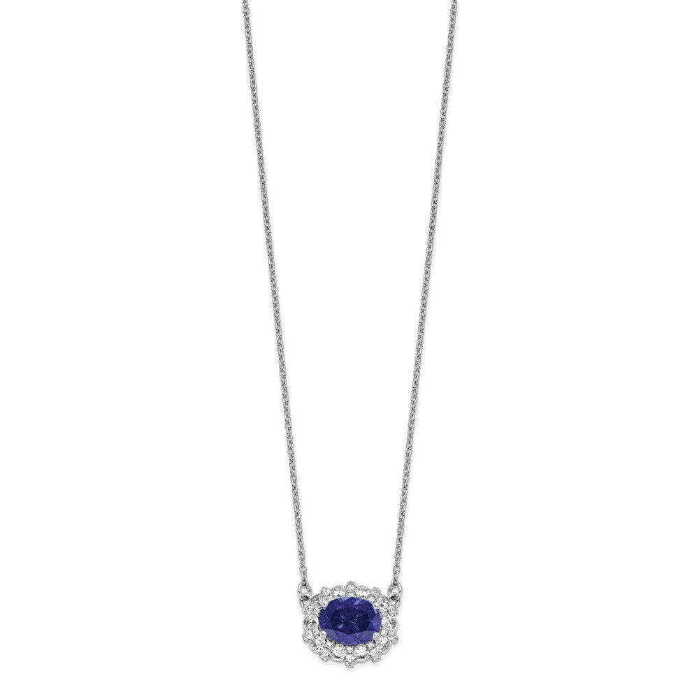 14k White Gold 1 Ct. Lab Grown Diamond VS/SI+ G+ Created Sapphire 18 inch Necklace