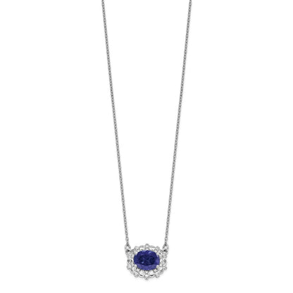 14k White Gold 1 Ct. Lab Grown Diamond VS/SI+ G+ Created Sapphire 18 inch Necklace