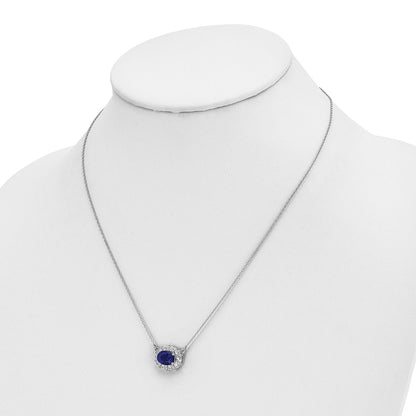 14k White Gold 1 Ct. Lab Grown Diamond VS/SI+ G+ Created Sapphire 18 inch Necklace