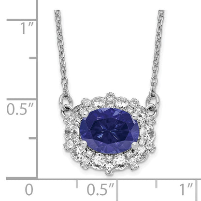 14k White Gold 1 Ct. Lab Grown Diamond VS/SI+ G+ Created Sapphire 18 inch Necklace