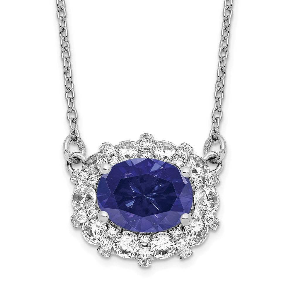 14k White Gold 1 Ct. Lab Grown Diamond VS/SI+ G+ Created Sapphire 18 inch Necklace