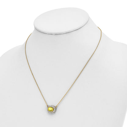 14k Yellow Gold White 1 Ct. Lab Grown Diamond VS/SI+ G+ Created Sapphire 18 inch Necklace