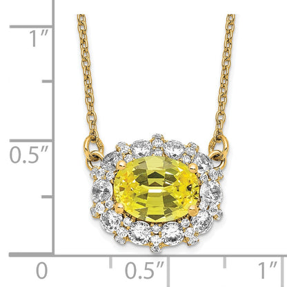 14k Yellow Gold White 1 Ct. Lab Grown Diamond VS/SI+ G+ Created Sapphire 18 inch Necklace