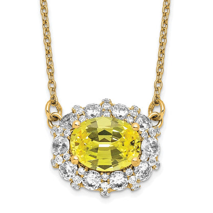 14k Yellow Gold White 1 Ct. Lab Grown Diamond VS/SI+ G+ Created Sapphire 18 inch Necklace