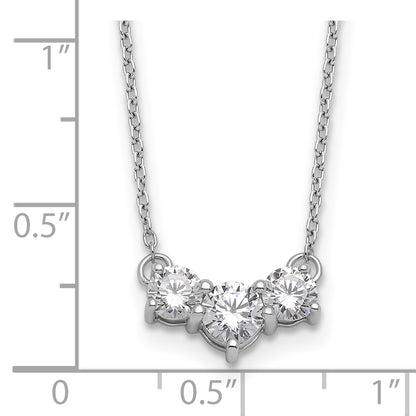 14k White Gold 1 1/2 Ct. Lab Grown Diamond VS/SI+ G+ 18 inch Three Stone Necklace