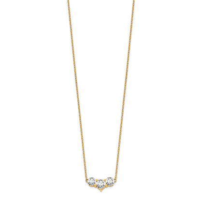 14k Yellow Gold 1 1/2 Ct. Lab Grown Diamond VS/SI+ G+ 18 inch Three Stone Necklace