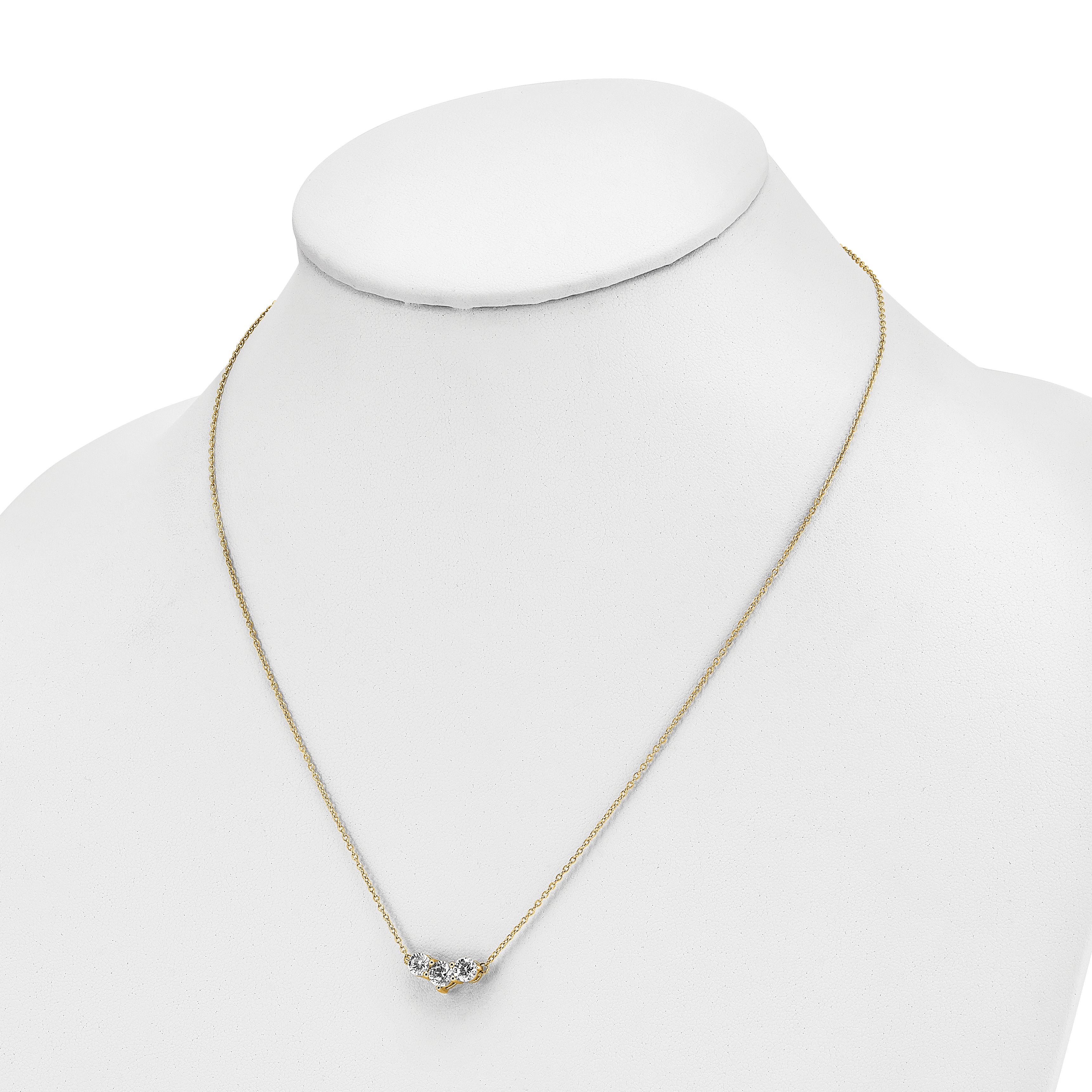 14k Yellow Gold 1 1/2 Ct. Lab Grown Diamond VS/SI+ G+ 18 inch Three Stone Necklace