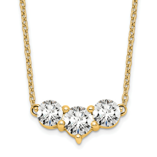 14k Yellow Gold 1 1/2 Ct. Lab Grown Diamond VS/SI+ G+ 18 inch Three Stone Necklace