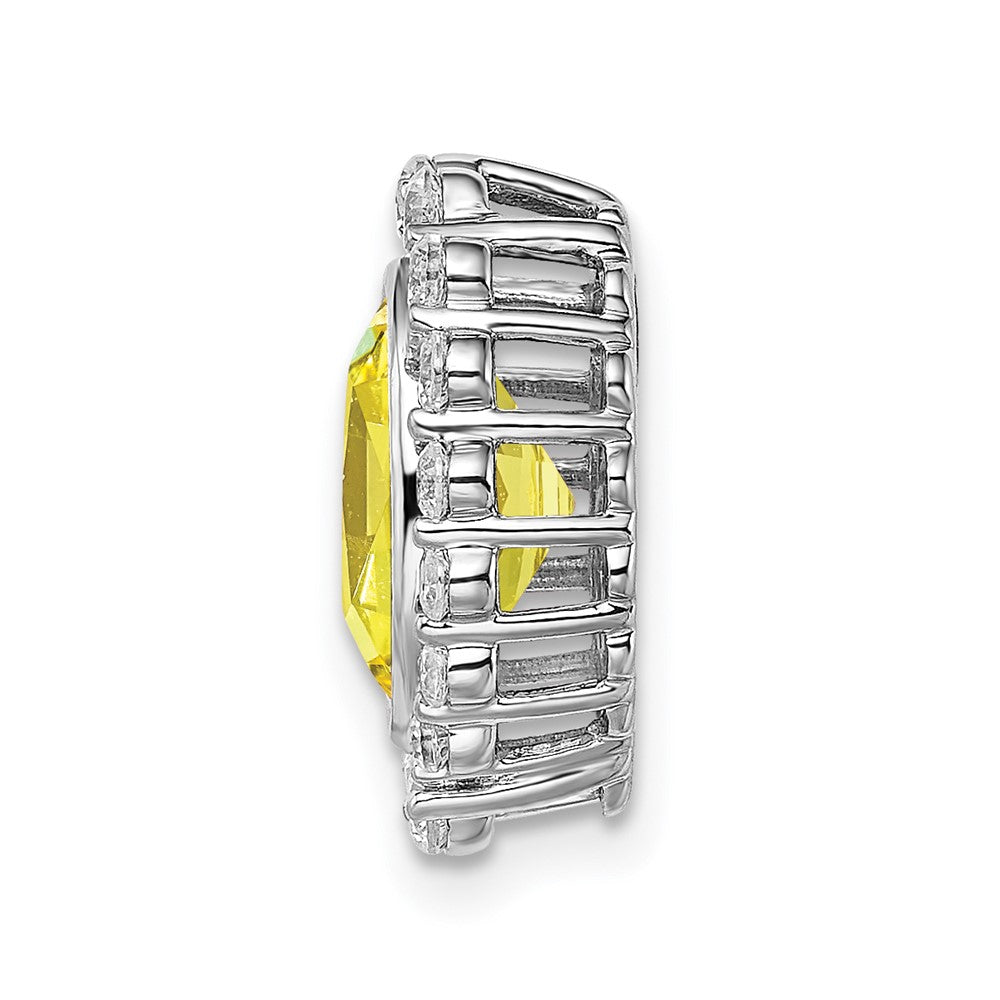 14k White Gold 1/2 Ct. Lab Grown Diamond VS/SI and Oval Lab Created Yellow Sapphire Halo Chain Slide Pendant
