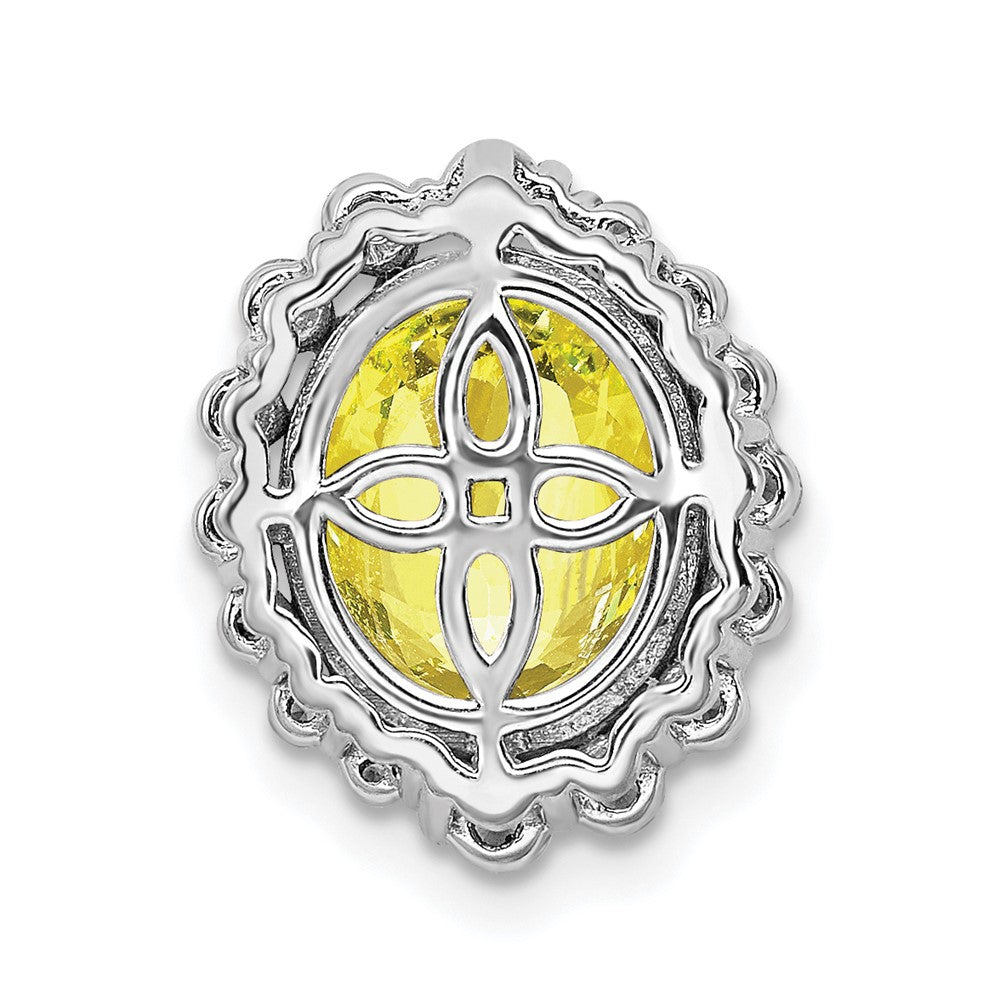 14k White Gold 1/2 Ct. Lab Grown Diamond VS/SI and Oval Lab Created Yellow Sapphire Halo Chain Slide Pendant
