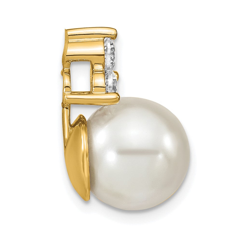 14k Yellow Gold Lab Grown Diamond VS/SI FGH Fancy FWC Pearl Chain Slide