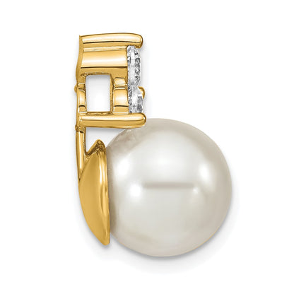 14k Yellow Gold Lab Grown Diamond VS/SI FGH Fancy FWC Pearl Chain Slide