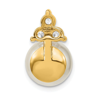 14k Yellow Gold Lab Grown Diamond VS/SI FGH Fancy FWC Pearl Chain Slide