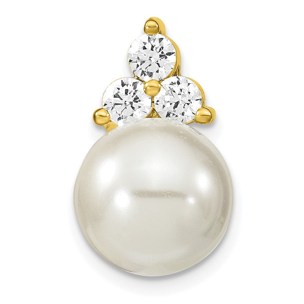 14k Yellow Gold Lab Grown Diamond VS/SI FGH Fancy FWC Pearl Chain Slide