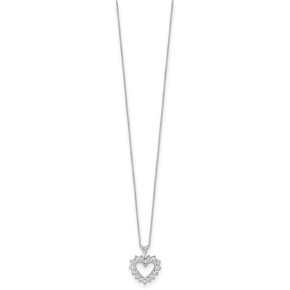 10k White Gold 1/2 Ct. Lab Grown Diamond VS/SI+ G+ 18 inch Heart Pendant Necklace