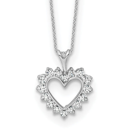 10k White Gold 1/2 Ct. Lab Grown Diamond VS/SI+ G+ 18 inch Heart Pendant Necklace