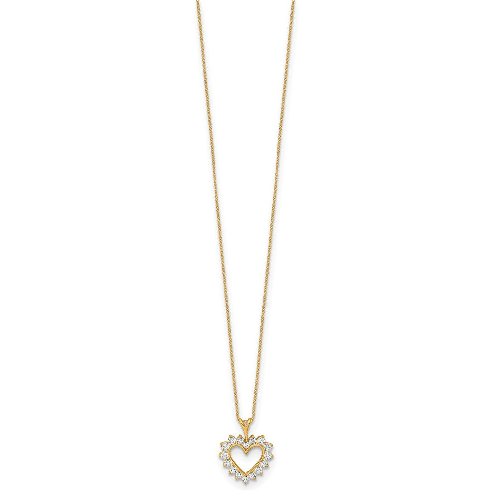 14k Yellow Gold 1/2 Ct. Lab Grown Diamond VS/SI+ G+ 18 inch Heart Pendant Necklace