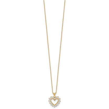 14k Yellow Gold 1/2 Ct. Lab Grown Diamond VS/SI+ G+ 18 inch Heart Pendant Necklace