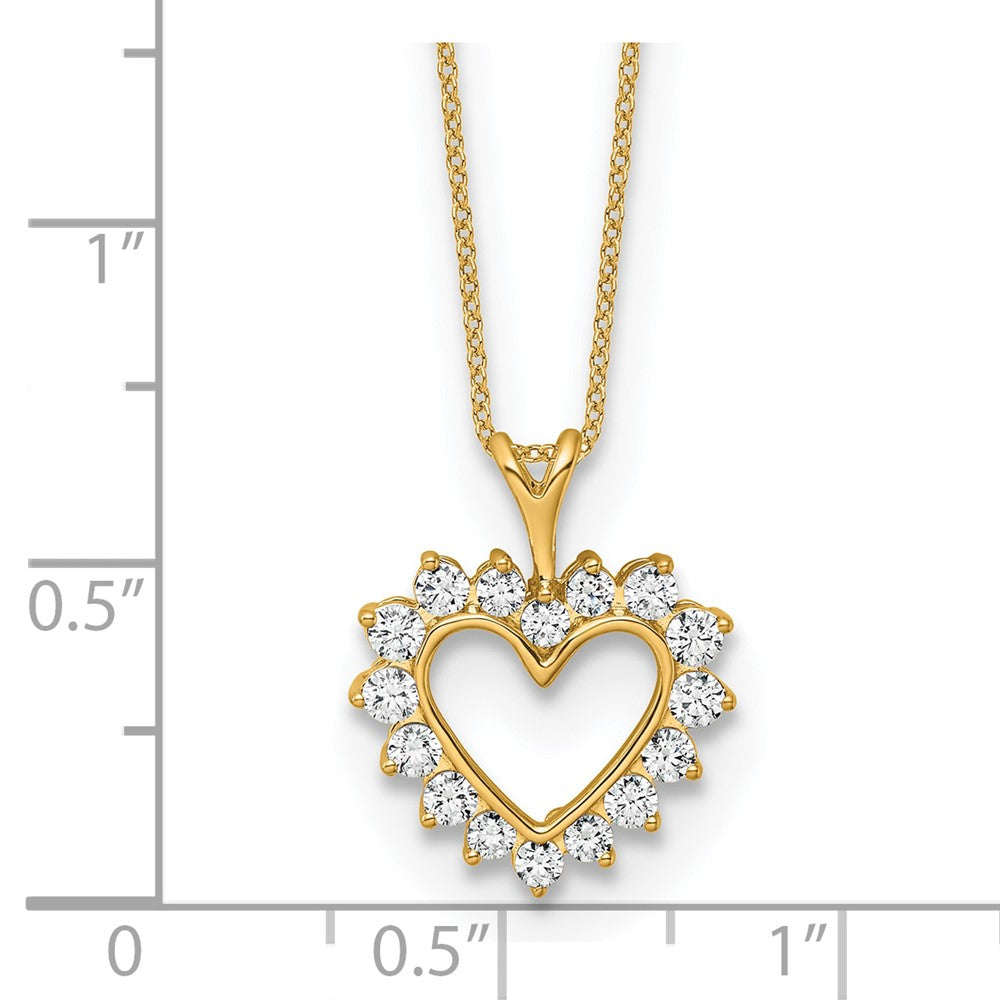 14k Yellow Gold 1/2 Ct. Lab Grown Diamond VS/SI+ G+ 18 inch Heart Pendant Necklace