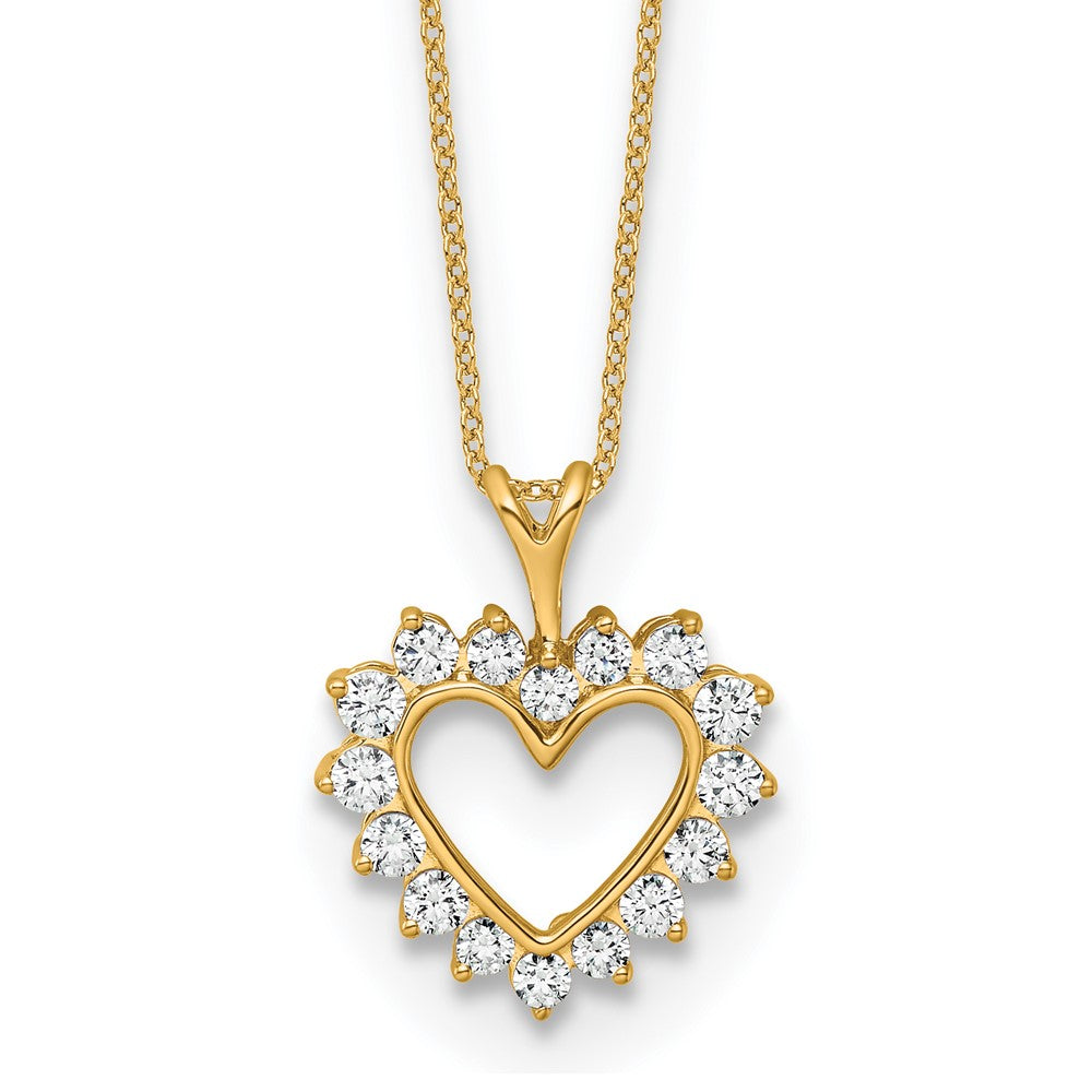 14k Yellow Gold 1/2 Ct. Lab Grown Diamond VS/SI+ G+ 18 inch Heart Pendant Necklace
