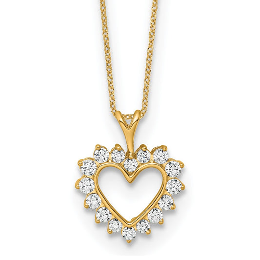 14k Yellow Gold 1/2 Ct. Lab Grown Diamond VS/SI+ G+ 18 inch Heart Pendant Necklace