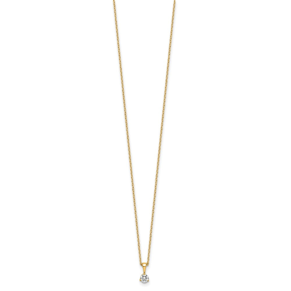 14k Yellow Gold 1/5 Ct. Lab Grown Diamond VS/SI+ G+ Three Prong 18 inch Solitare Pendant Necklace