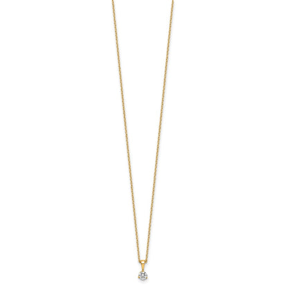 14k Yellow Gold 1/5 Ct. Lab Grown Diamond VS/SI+ G+ Three Prong 18 inch Solitare Pendant Necklace