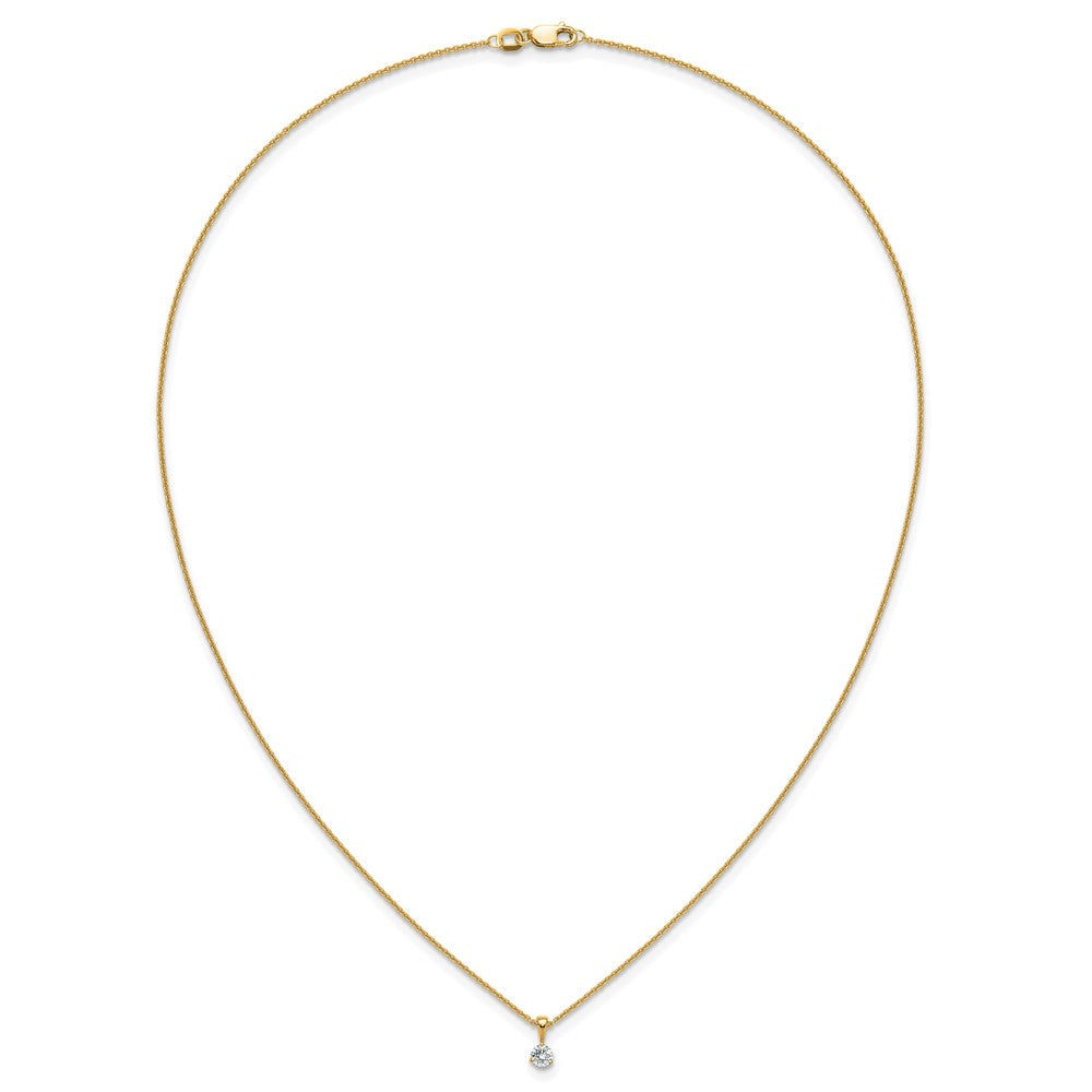 14k Yellow Gold 1/5 Ct. Lab Grown Diamond VS/SI+ G+ Three Prong 18 inch Solitare Pendant Necklace