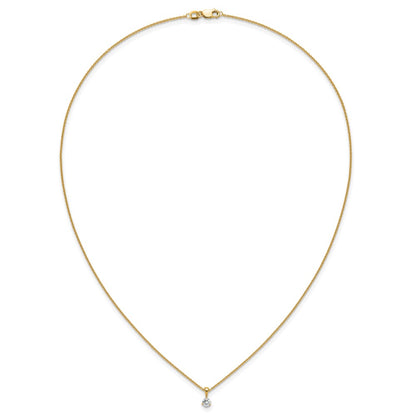 14k Yellow Gold 1/5 Ct. Lab Grown Diamond VS/SI+ G+ Three Prong 18 inch Solitare Pendant Necklace