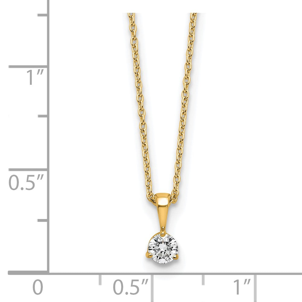 14k Yellow Gold 1/5 Ct. Lab Grown Diamond VS/SI+ G+ Three Prong 18 inch Solitare Pendant Necklace