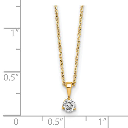 14k Yellow Gold 1/5 Ct. Lab Grown Diamond VS/SI+ G+ Three Prong 18 inch Solitare Pendant Necklace