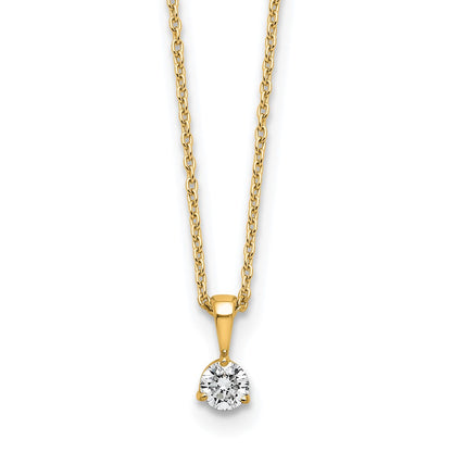 14k Yellow Gold 1/5 Ct. Lab Grown Diamond VS/SI+ G+ Three Prong 18 inch Solitare Pendant Necklace