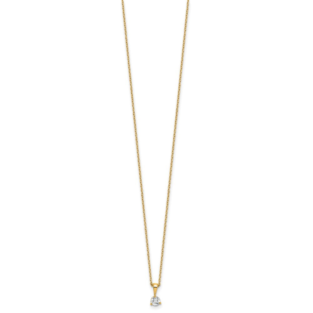 14k Yellow Gold 1/4 Ct. Lab Grown Diamond VS/SI+ G+ Three Prong 18 inch Solitare Pendant Necklace