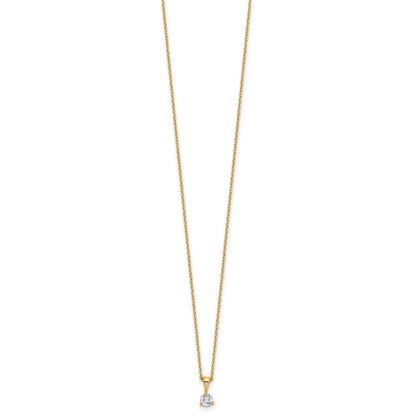14k Yellow Gold 1/4 Ct. Lab Grown Diamond VS/SI+ G+ Three Prong 18 inch Solitare Pendant Necklace