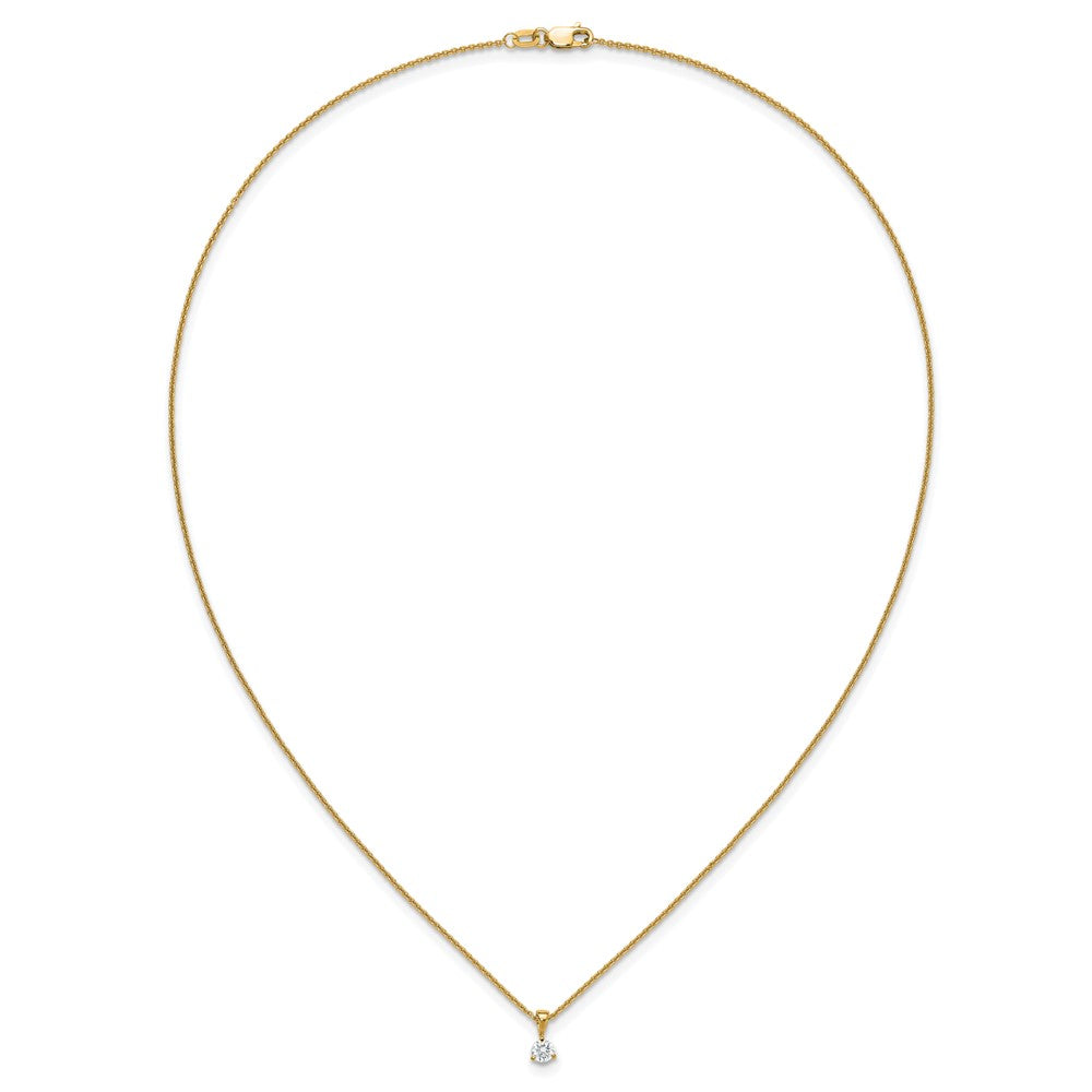 14k Yellow Gold 1/4 Ct. Lab Grown Diamond VS/SI+ G+ Three Prong 18 inch Solitare Pendant Necklace