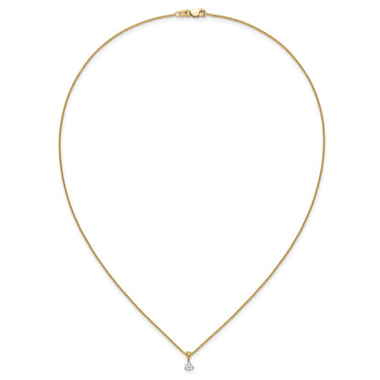 14k Yellow Gold 1/4 Ct. Lab Grown Diamond VS/SI+ G+ Three Prong 18 inch Solitare Pendant Necklace