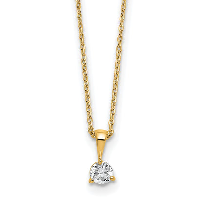 14k Yellow Gold 1/4 Ct. Lab Grown Diamond VS/SI+ G+ Three Prong 18 inch Solitare Pendant Necklace