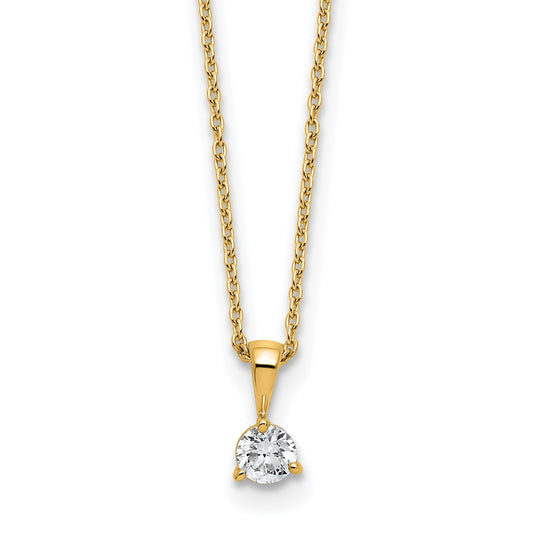 14k Yellow Gold 1/4 Ct. Lab Grown Diamond VS/SI+ G+ Three Prong 18 inch Solitare Pendant Necklace