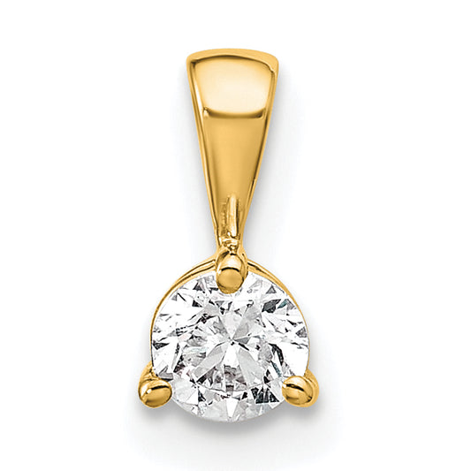 14k Yellow Gold 1/4 Ct. Lab Grown Diamond VS/SI+ G+ Three Prong Solitare Pendant