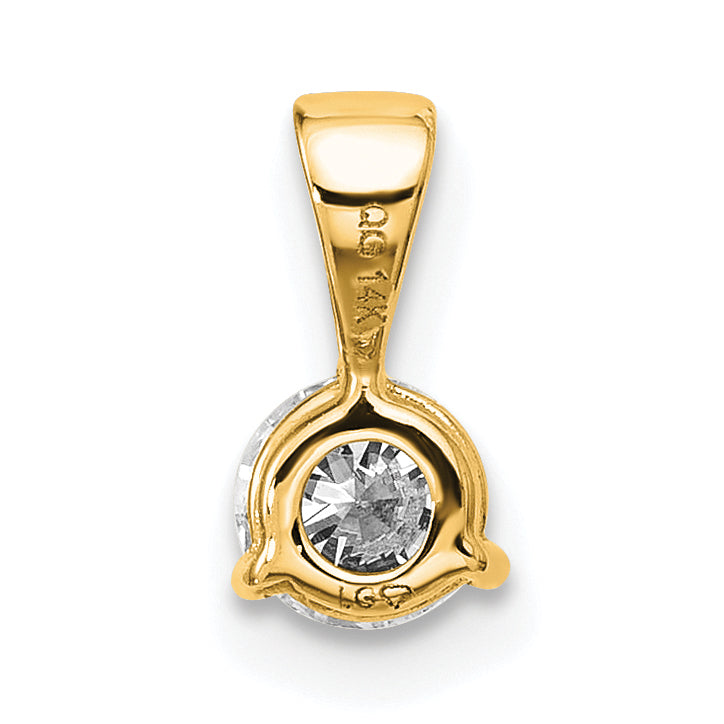 14k Yellow Gold 1/3 Ct. Lab Grown Diamond VS/SI+ G+ Three Prong Solitare Pendant