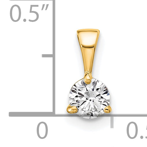 14k Yellow Gold 1/3 Ct. Lab Grown Diamond VS/SI+ G+ Three Prong Solitare Pendant