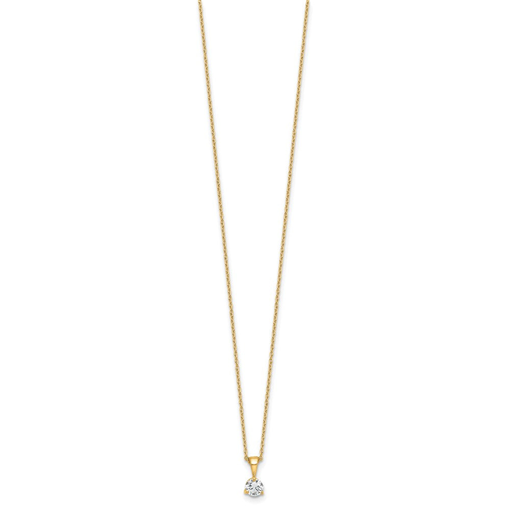 14k Yellow Gold 1/3 Ct. Lab Grown Diamond VS/SI+ G+ Three Prong 18 inch Solitare Pendant Necklace